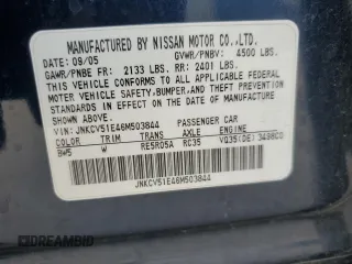 2006 Infiniti G35 with VIN JNKCV51E46M503844, listed as a Copart auction lot 71919444 with 109,390 mi miles and Clean Title. Bid and sale history available at DreamBid. Image 12.