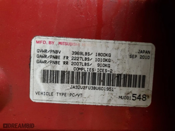 2011 Mitsubishi Lancer ES with VIN JA32U2FU3BU601951, listed as a Copart auction lot 47750485 with 292,723 mi miles and Clean Title. Bid and sale history available at carsss.com. Image 12.