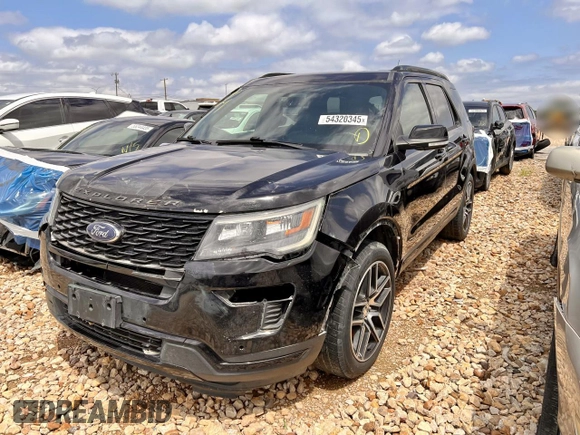 2018 Ford Explorer Sport with VIN 1FM5K8GT5JGA43588, listed as a Copart auction lot 54320345 with 148,996 mi miles and Salvage Title. Bid and sale history available at DreamBid. Image 1.