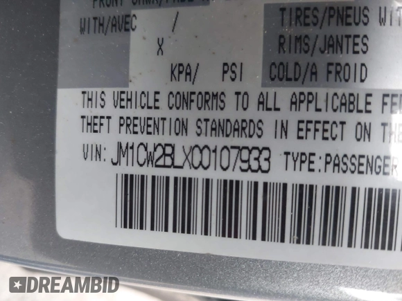 2012 Mazda 5 Sport with VIN JM1CW2BLXC0107933, listed as a IAAI auction lot 41813231 with 164,395 mi miles and . Bid and sale history available at DreamBid. Image 9.