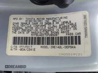 2013 Toyota Corolla L with VIN 5YFBU4EE7DP209207, listed as a IAAI auction lot 41990086 with 168,269 mi miles. Bid and sale history available at carsss.com. Image 9.