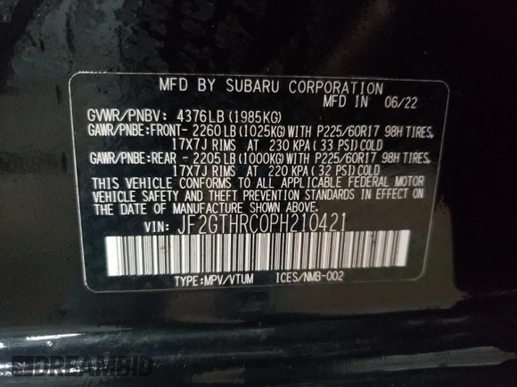 2023 Subaru Crosstrek Sport with VIN JF2GTHRC0PH210421, listed as a Copart auction lot 47908075 with 41,344 mi miles and Salvage Title. Bid and sale history available at carsss.com. Image 13.