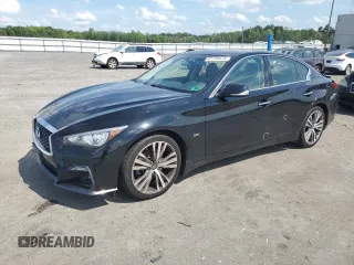 2018 Infiniti Q50 Luxe with VIN JN1EV7AR9JM436131, listed as a Copart auction lot 61730475 with 121,452 mi miles and Salvage title. Bid and sale history available at DreamBid. Image 1.