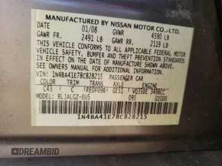 2008 Nissan Maxima 3.5 SL with VIN 1N4BA41E78C828215, listed as a Copart auction lot 73222714 with 124,800 mi miles and Salvage Title. Bid and sale history available at carsss.com. Image 14.