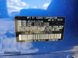 2022 Subaru WRX Limited с VIN JF1VBAL65N9022753, выставлен на аукционе Copart как лот 46425005 с пробегом 31 290 миль миль и Списание • Salvage title. История ставок и продаж доступна на DreamBid. Изображение 12.