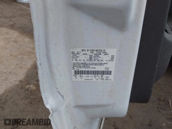 2010 Ford F-150 XL с VIN 1FTMF1CW2AKC10322, выставлен на аукционе IAAI как лот 42345148 с пробегом 161 331 миль миль и . История ставок и продаж доступна на DreamBid. Изображение 9.