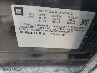 2015 Chevrolet Cruze LT with VIN 1G1PE5SB0F7192718, listed as a Copart auction lot 43453325 with 98,715 mi miles and Salvage Title. Bid and sale history available at carsss.com. Image 12.