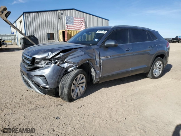 2021 Volkswagen Atlas Cross Sport 3.6L V6 SE w/Technology with VIN 1V2JE2CA6MC217481, listed as a Copart auction lot 85747134 with 46,943 mi miles and Salvage Title. Bid and sale history available at carsss.com. Image 1.