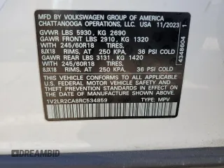 2024 Volkswagen Atlas SE with VIN 1V2LR2CA8RC534859, listed as a Copart auction lot 52890715 with 16,573 mi miles and Salvage title. Bid and sale history available at DreamBid. Image 13.