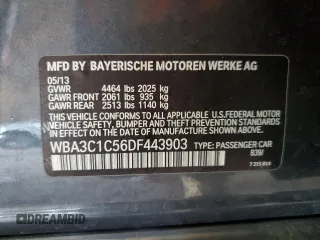 2013 BMW 3 Series 328i z VIN WBA3C1C56DF443903, wystawiony jako Copart lot #55061245 z przebiegiem Nie podano mil oraz Szkoda całkowita • Salvage title. Historia ofert i sprzedaży dostępna na DreamBid. Obrazek 14.