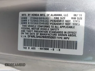 2011 Honda Odyssey EX-L с VIN 5FNRL5H62BB095069, выставлен на аукционе IAAI как лот 42420370 с пробегом 362 497 миль миль и . История ставок и продаж доступна на DreamBid. Изображение 9.