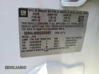 2014 Chevrolet Captiva Sport LTZ with VIN 3GNAL4EK8ES566461, listed as a Copart auction lot 76075194 with 92,342 mi miles and Salvage Title. Bid and sale history available at DreamBid. Image 13.