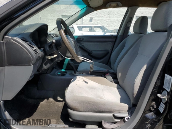 2001 Honda Civic DX with VIN 2HGES16261H588886, listed as a Copart auction lot 53163734 with 193,104 mi miles and Salvage Title. Bid and sale history available at carsss.com. Image 7.