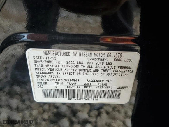 2013 Infiniti M37 with VIN JN1BY1AP5DM514849, listed as a Copart auction lot 72039104 with 100,711 mi miles and Salvage Title. Bid and sale history available at carsss.com. Image 12.