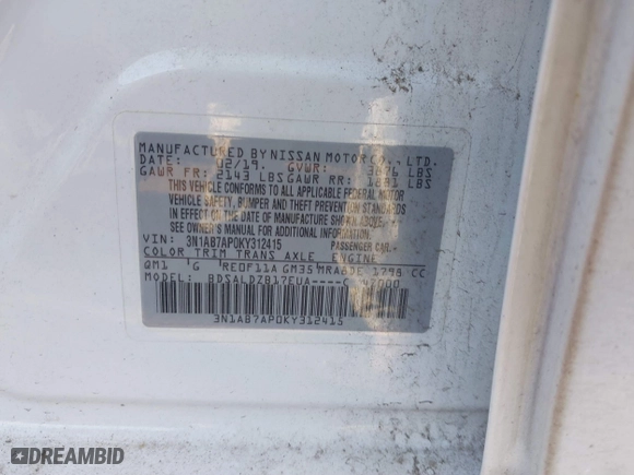 2019 Nissan Sentra SR with VIN 3N1AB7AP0KY312415, listed as a IAAI auction lot 41263258 with 99,903 mi miles. Bid and sale history available at carsss.com. Image 9.