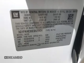 2012 Cadillac SRX Luxury Collection with VIN 3GYFNAE36CS629404, listed as a IAAI auction lot 42077679 with 146,000 mi miles. Bid and sale history available at carsss.com. Image 9.