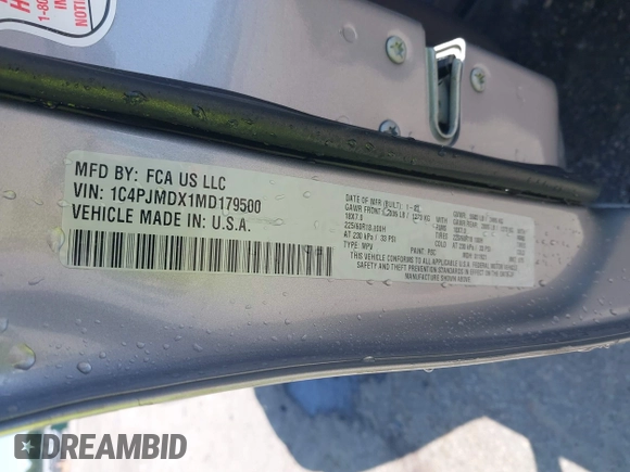 2021 Jeep Cherokee Limited with VIN 1C4PJMDX1MD179500, listed as a IAAI auction lot 42352203 with 76,205 mi miles and . Bid and sale history available at DreamBid. Image 9.
