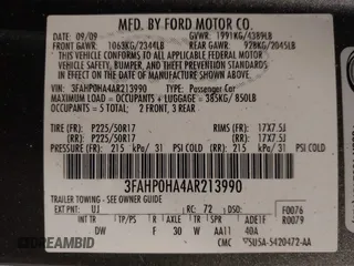 2010 Ford Fusion SE with VIN 3FAHP0HA4AR213990, listed as a IAAI auction lot 41987328 with 159,593 mi miles and . Bid and sale history available at carsss.com. Image 9.