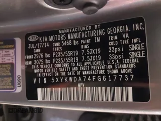 2015 Kia Sorento SX with VIN 5XYKWDA74FG617737, listed as a IAAI auction lot 41368050 with 96,763 mi miles. Bid and sale history available at carsss.com. Image 9.
