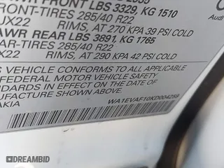2019 Audi Q8 Premium Plus with VIN WA1EVAF10KD004259, listed as a IAAI auction lot 41670897 with 73,265 mi miles. Bid and sale history available at carsss.com. Image 9.
