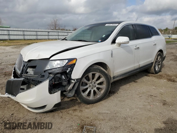 2014 Lincoln MKT with VIN 2LMHJ5FK3EBL54865, listed as a Copart auction lot 43979445 with 54,820 mi miles and Salvage Title. Bid and sale history available at DreamBid. Image 1.