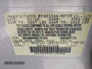 2012 Nissan Sentra S with VIN 3N1AB6AP9CL731565, listed as a IAAI auction lot 42694636 with 198,928 mi miles and . Bid and sale history available at DreamBid. Image 9.