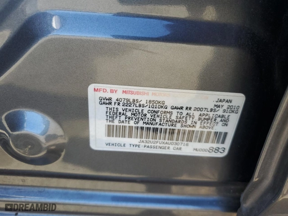 2010 Mitsubishi Lancer ES with VIN JA32U2FUXAU030716, listed as a Copart auction lot 48496365 with 105,132 mi miles and Salvage Title. Bid and sale history available at carsss.com. Image 12.