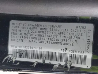 2003 Volkswagen Passat GLX with VIN WVWYH63B23E073924, listed as a IAAI auction lot 41447079 with 160,263 mi miles. Bid and sale history available at carsss.com. Image 9.
