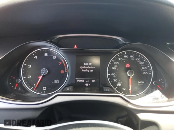 2014 Audi A4 Premium Plus with VIN WAUHFAFL9EN013443, listed as a Copart auction lot 58468394 with 149,965 mi miles and Salvage title. Bid and sale history available at DreamBid. Image 9.