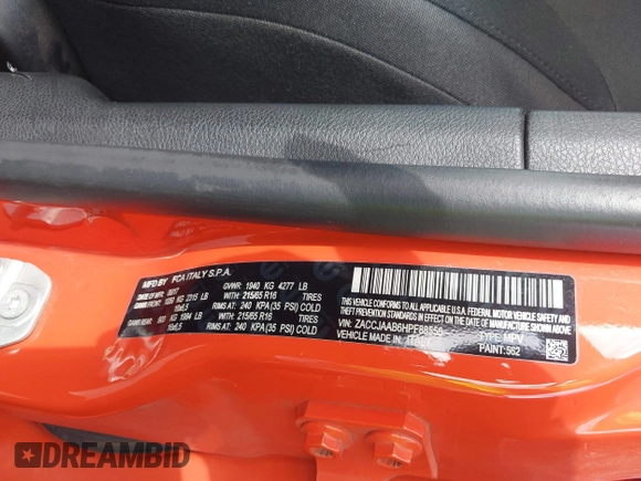 2017 Jeep Renegade Sport with VIN ZACCJAAB6HPF88556, listed as a IAAI auction lot 42687364 with 87,120 mi miles and . Bid and sale history available at DreamBid. Image 9.