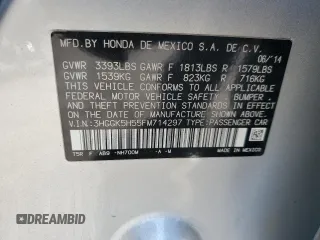 2015 Honda Fit LX with VIN 3HGGK5H55FM714297, listed as a Copart auction lot 49924615 with 69,038 mi miles and Salvage Title. Bid and sale history available at carsss.com. Image 12.