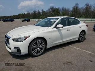 2018 Infiniti Q50 Luxe with VIN JN1EV7AR9JM443600, listed as a Copart auction lot 59845095 with 78,440 mi miles and Salvage title. Bid and sale history available at DreamBid. Image 1.
