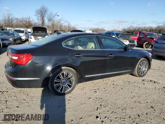 2014 Kia Cadenza Premium with VIN KNALN4D71E5161624, listed as a Copart auction lot 46148195 with 138,563 mi miles and Clean Title. Bid and sale history available at carsss.com. Image 3.