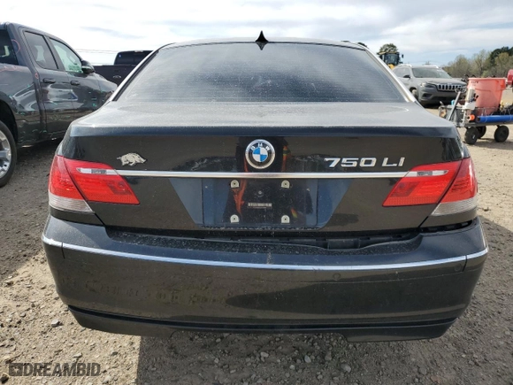 2006 BMW 7 Series 750Li with VIN WBAHN83566DT32047, listed as a Copart auction lot 49974585 with 0 mi miles and Salvage Title. Bid and sale history available at carsss.com. Image 6.