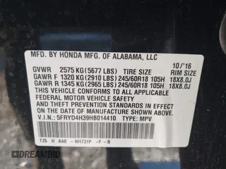 2017 Acura MDX with VIN 5FRYD4H39HB014410, listed as a IAAI auction lot 41395814 with 81,579 mi miles. Bid and sale history available at carsss.com. Image 9.