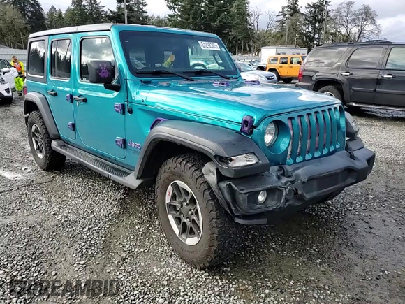 2020 Jeep Wrangler Unlimited Sport S with VIN 1C4HJXDG9LW215121, listed as a Copart auction lot 51292305 with 35,100 mi miles and Salvage title. Bid and sale history available at DreamBid. Image 11.