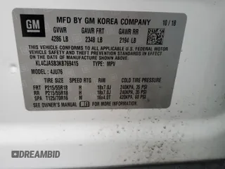 2019 Buick Encore Preferred with VIN KL4CJASB3KB769415, listed as a Copart auction lot 45499985 with 103,720 mi miles and Salvage Title. Bid and sale history available at DreamBid. Image 13.