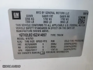 2016 GMC Sierra 1500 with VIN 1GTV2LEC1GZ414897, listed as a Copart auction lot 48995865 with 61,466 mi miles and Salvage Title. Bid and sale history available at carsss.com. Image 12.