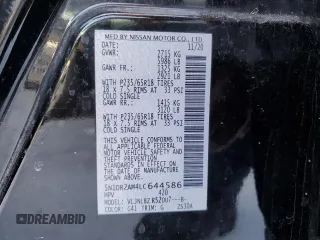 2020 Nissan Pathfinder S with VIN 5N1DR2AM4LC644586, listed as a Copart auction lot 52710095 with 68,699 mi miles and Clean Title. Bid and sale history available at carsss.com. Image 13.