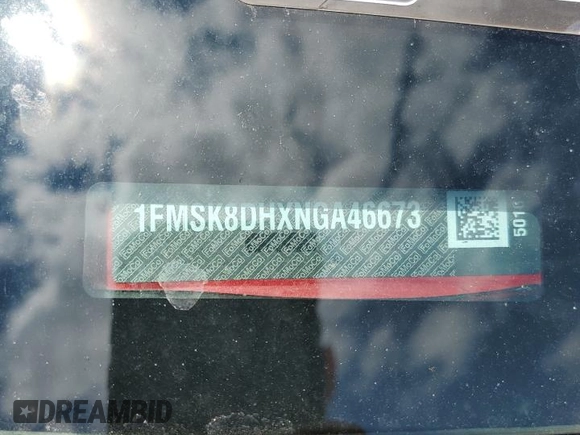 2022 Ford Explorer XLT z VIN 1FMSK8DHXNGA46673, wystawiony jako Copart lot #56525165 z przebiegiem 83 017 mil mil oraz Szkoda całkowita • Salvage title. Historia ofert i sprzedaży dostępna na DreamBid. Obrazek 13.