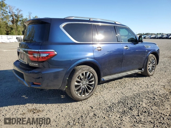 2021 Nissan Armada Platinum with VIN JN8AY2CC6M9145404, listed as a Copart auction lot 81495114 with 48,084 mi miles and Salvage Title. Bid and sale history available at carsss.com. Image 3.