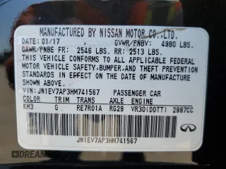2017 Infiniti Q50 Signature Edition with VIN JN1EV7AP3HM741567, listed as a Copart auction lot 50810775 with 147,330 mi miles and Salvage Title. Bid and sale history available at DreamBid. Image 14.