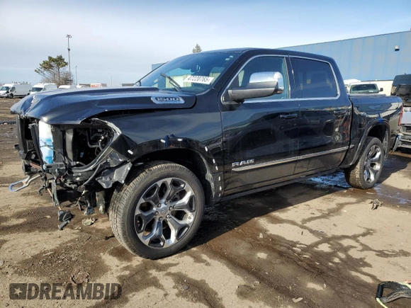 2023 Ram 1500 Limited with VIN 1C6SRFHT1PN530126, listed as a Copart auction lot 47220765 with 36,480 mi miles and Salvage title. Bid and sale history available at DreamBid. Image 1.