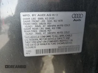 2013 Audi Q7 S line Prestige с VIN WA1DGAFE6DD016556, выставлен на аукционе Copart как лот 50103185 с пробегом 123 963 миль миль и Списание • Salvage title. История ставок и продаж доступна на DreamBid. Изображение 14.