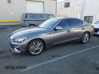 2024 Infiniti Q50 Luxe with VIN JN1EV7BP1RM600187, listed as a Copart auction lot 87688795 with 4,885 mi miles and Salvage title. Bid and sale history available at DreamBid. Image 1.