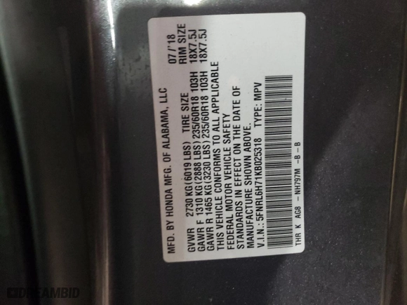 2019 Honda Odyssey EX-L with VIN 5FNRL6H71KB025318, listed as a Copart auction lot 49083245 with 91,790 mi miles and Salvage Title. Bid and sale history available at carsss.com. Image 13.