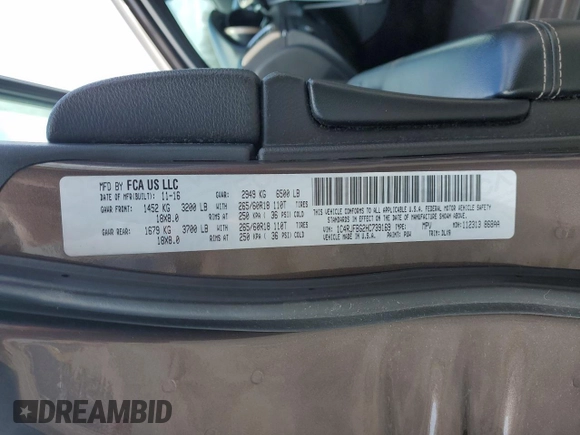 2017 Jeep Grand Cherokee Limited with VIN 1C4RJFBG2HC739169, listed as a Copart auction lot 52131165 with 86,015 mi miles and Salvage Title. Bid and sale history available at carsss.com. Image 14.