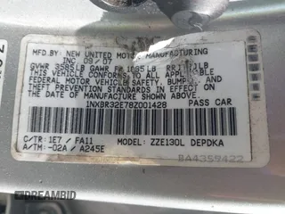2008 Toyota Corolla CE with VIN 1NXBR32E78Z001428, listed as a IAAI auction lot 41684848 with 175,118 mi miles and . Bid and sale history available at DreamBid. Image 9.