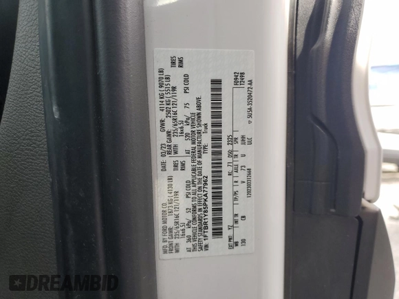 2023 Ford Transit Cargo with VIN 1FTBR1Y85PKA77962, listed as a Copart auction lot 83095814 with 21,928 mi miles and Clean Title. Bid and sale history available at DreamBid. Image 13.