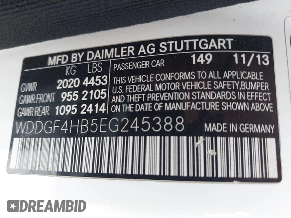 2014 Mercedes-Benz C 250 Sport with VIN WDDGF4HB5EG245388, listed as a IAAI auction lot 42407602 with 96,415 mi miles and . Bid and sale history available at DreamBid. Image 9.